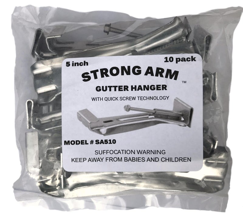 Quick Screw 5" 10 Pack Heavy Duty Hidden Rain Gutter Bracket Hook Hangers with Clip â€¦